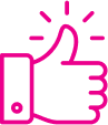 Pink thumbs up icon.