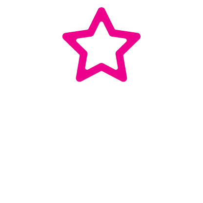 Pink outline of a five-pointed star on a white background.
