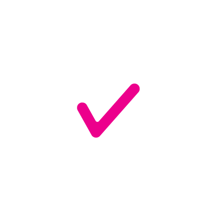 Pink checkmark icon.