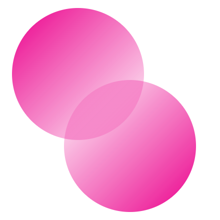 Two overlapping pink circles with a soft gradient on a white background