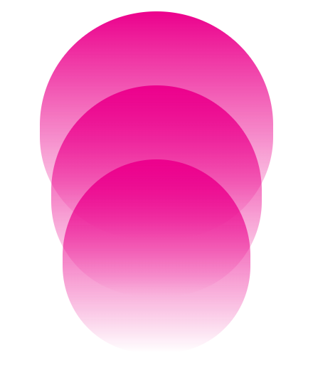Three overlapping pink circles fading to white at the bottom on a white background