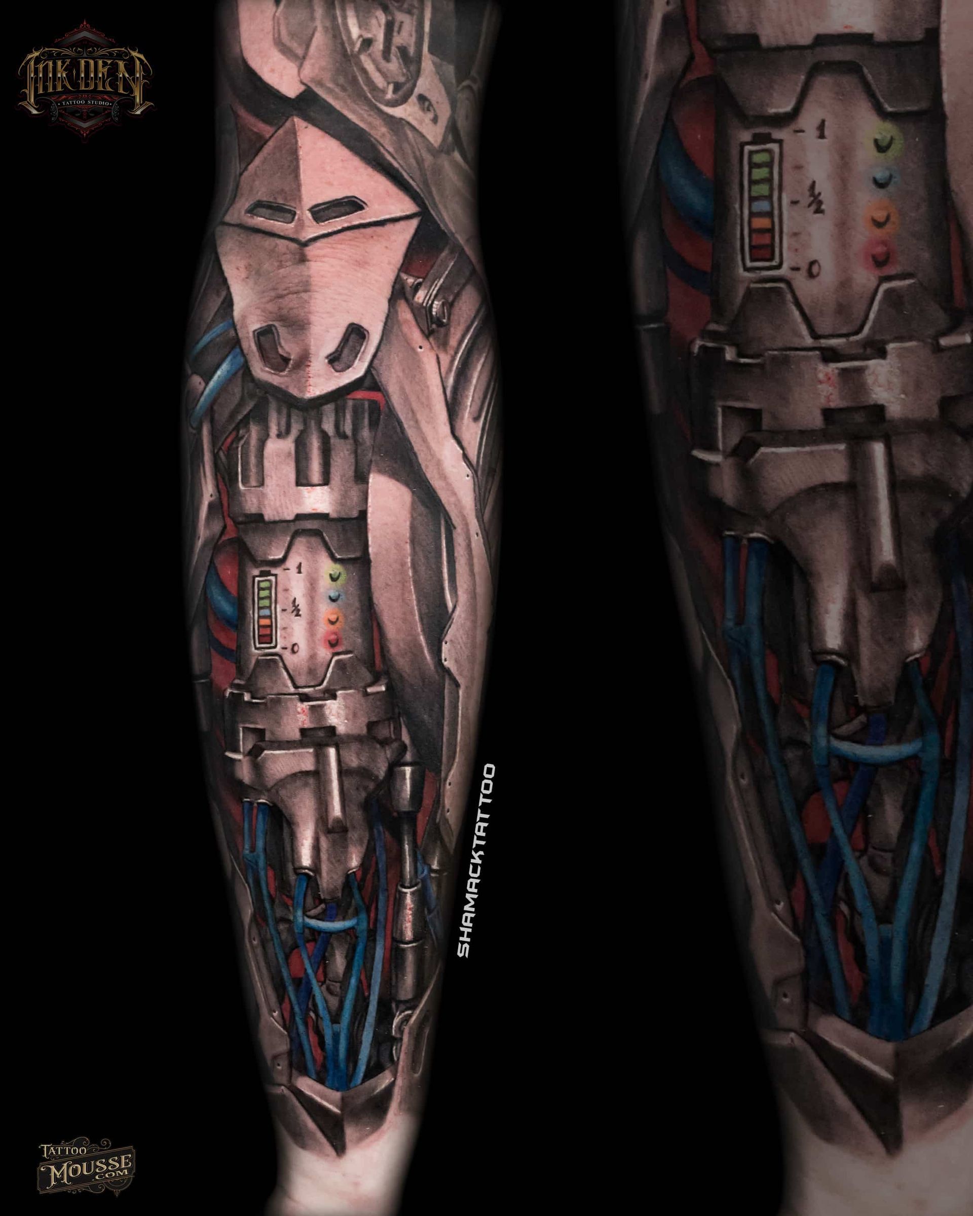 Biomech-forearm-realism-shamack-inkden-tattoo-Blackpool