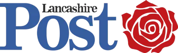 Lancashire Post logo with blue text and a red rose icon