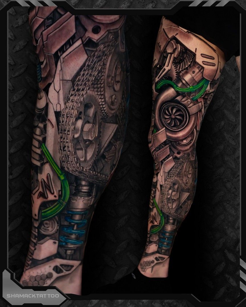 biomechanical-mechanical chain spring inside  leg-sleevespring-outer-leg-by-Shamack-inkden