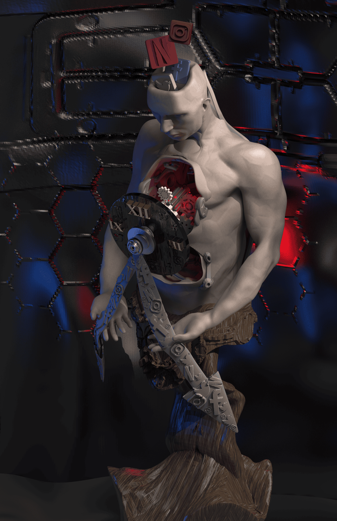A white humanoid monster with a red chest stands in a dark, webbed chamber, holding a twisted tree-like form.