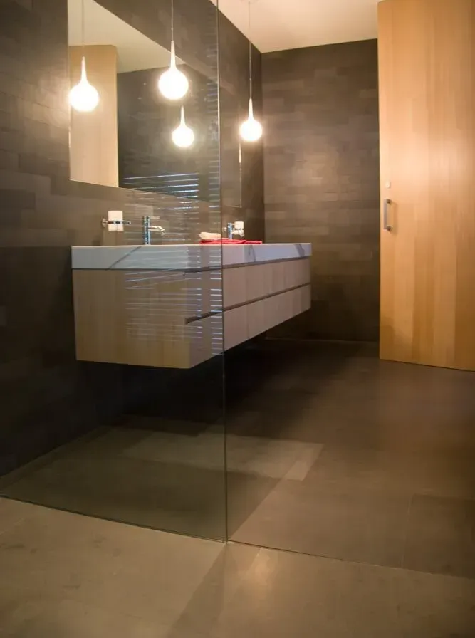 A Bathroom Vanity With Three Sinks And Three Mirrors — PKJ Designs in Unanderra, NSW