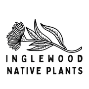 Black-and-white Inglewood Native Plants logo with stylized flower and leaves