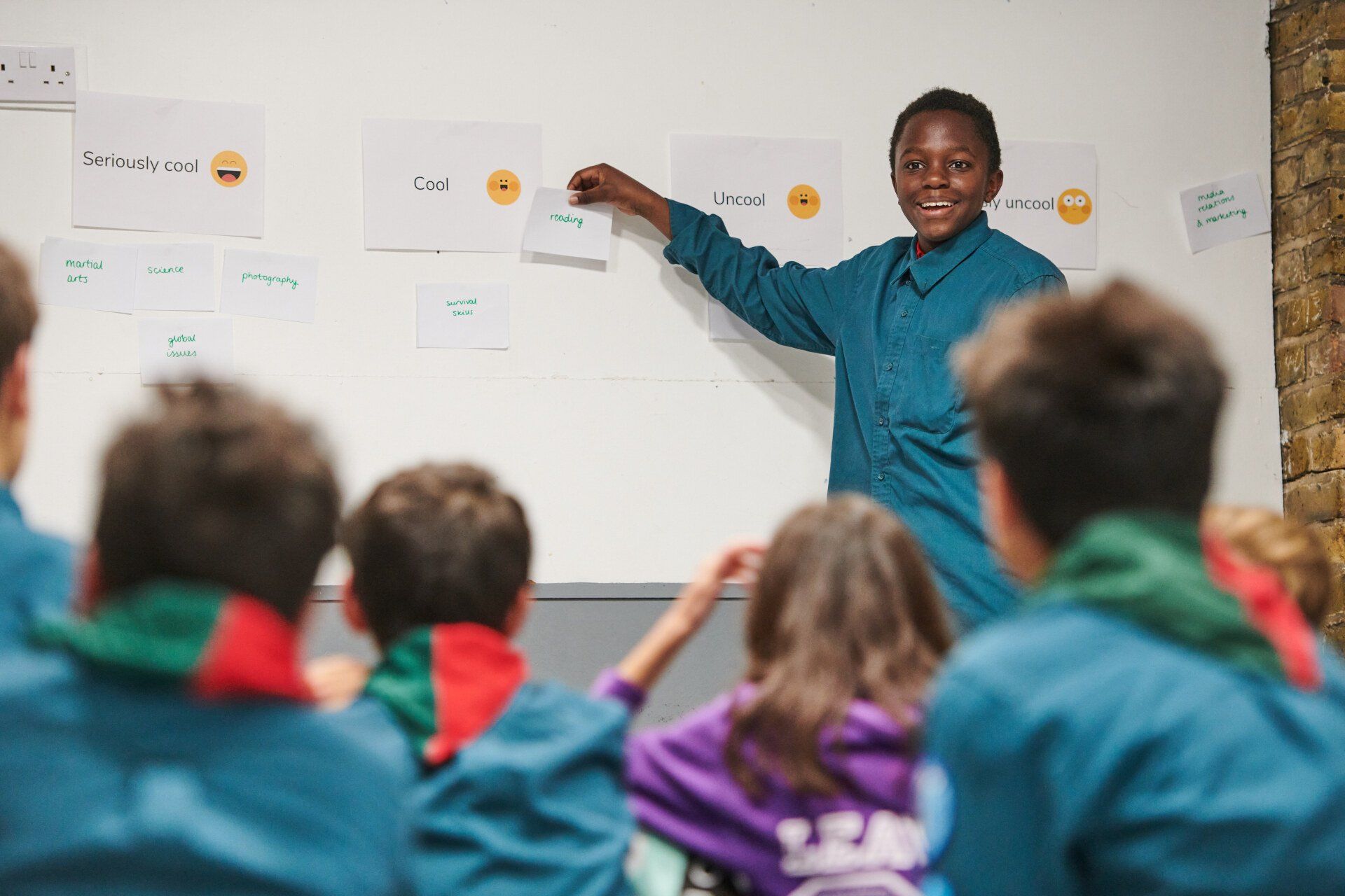 Scouts review the programme with the 'Cool Wall'