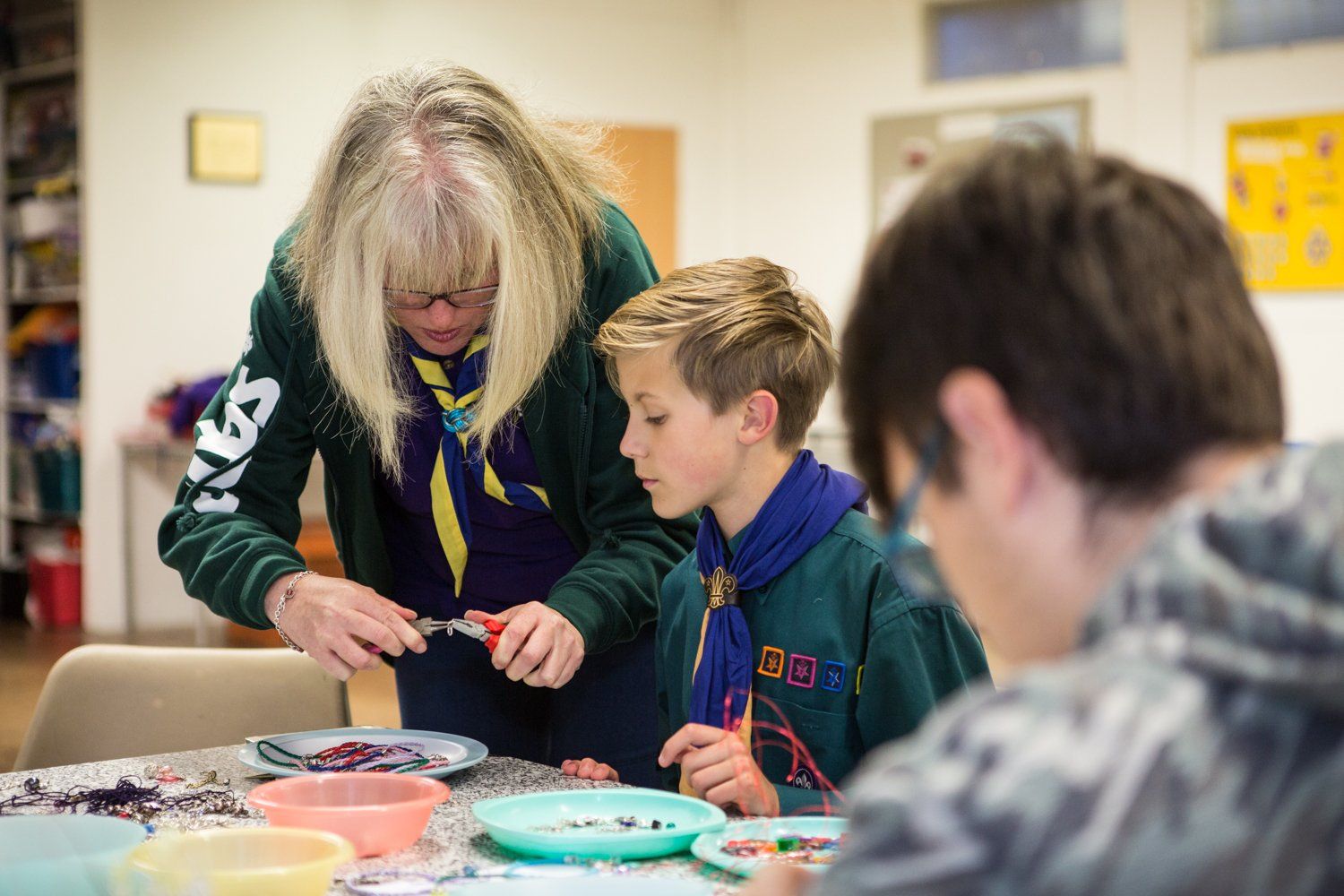 Cubs doing crafts