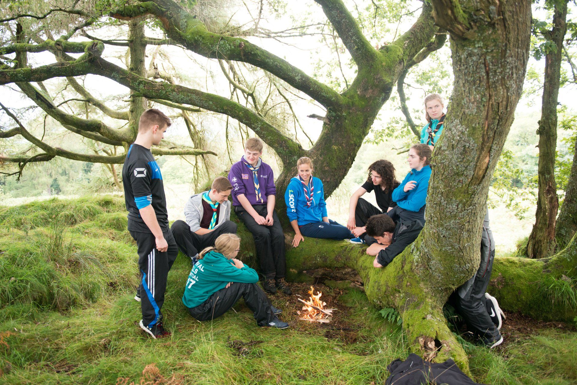 Scouts sat around a fire