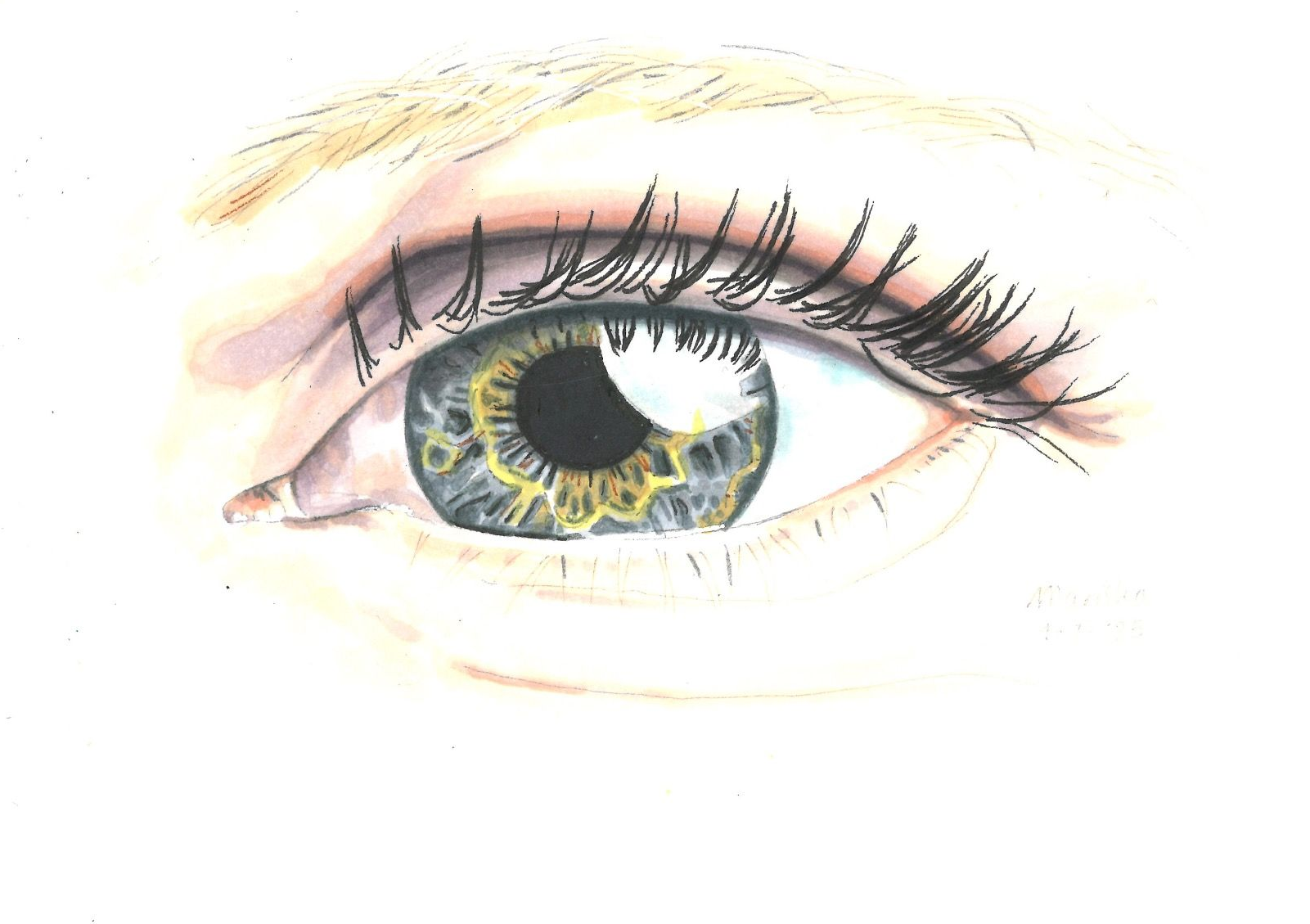 Mariska tekent oog