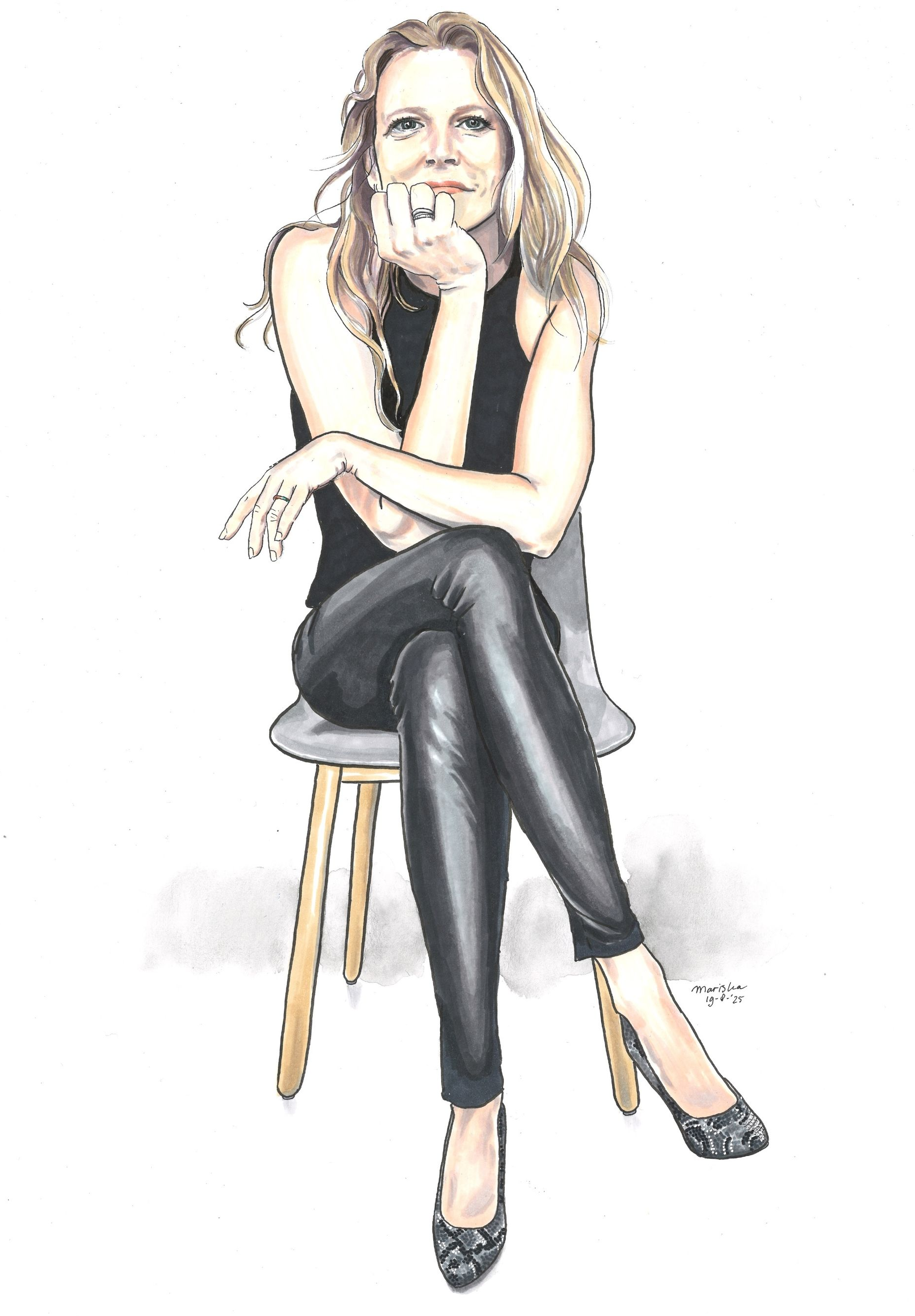 Zelfportret Mariska tekent