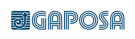 GAPOSA GAPOSA logo in blue with a stylized circular emblem and striped lettermark