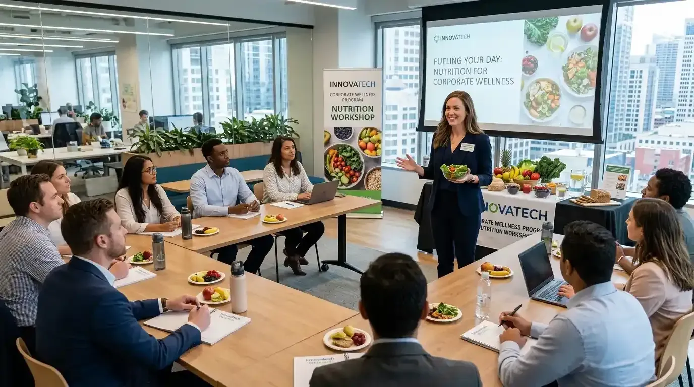 Plano employees taking part in a dietitian-led corporate wellness program