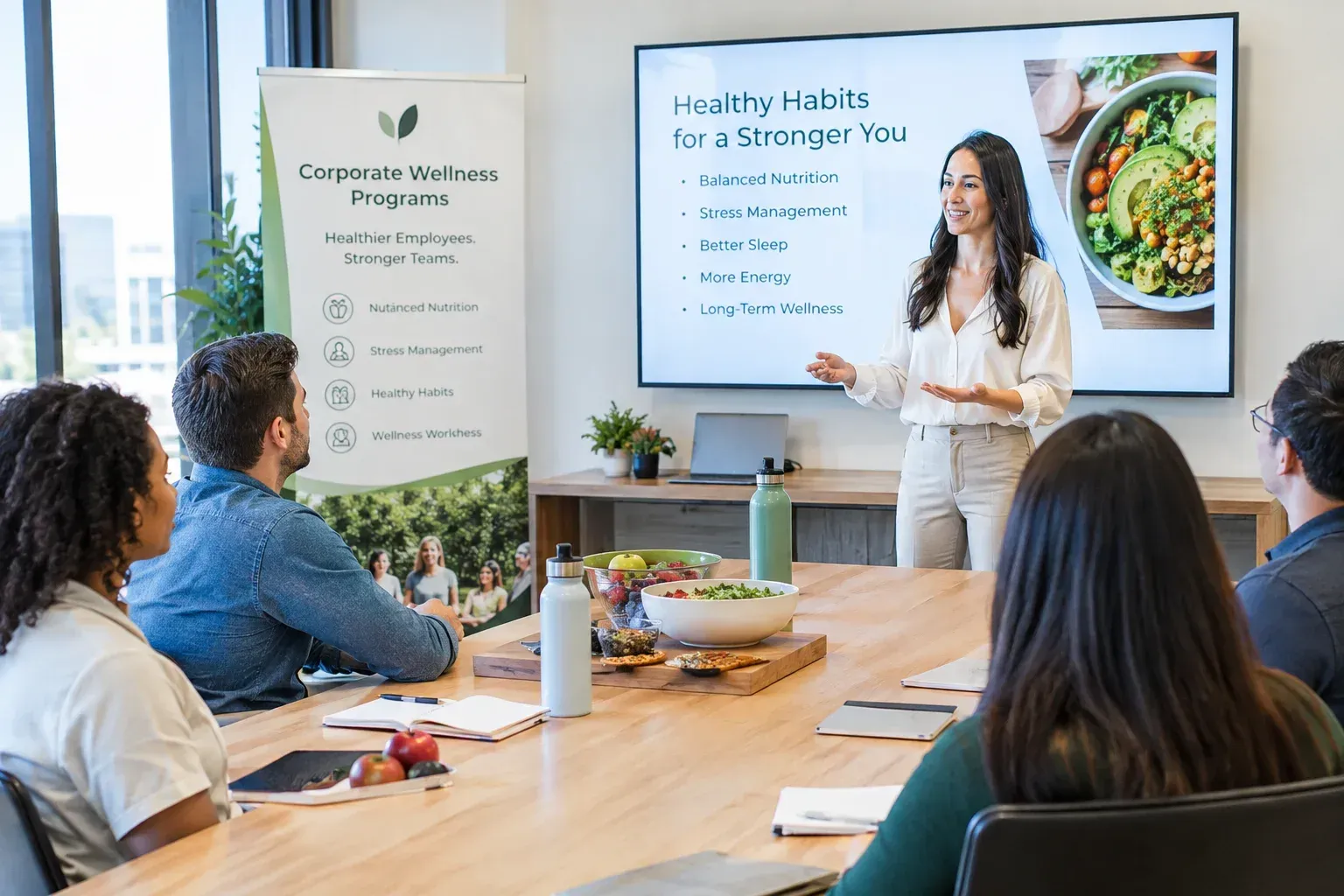Registered Dietitian presenting an employer wellness program to a Texas company