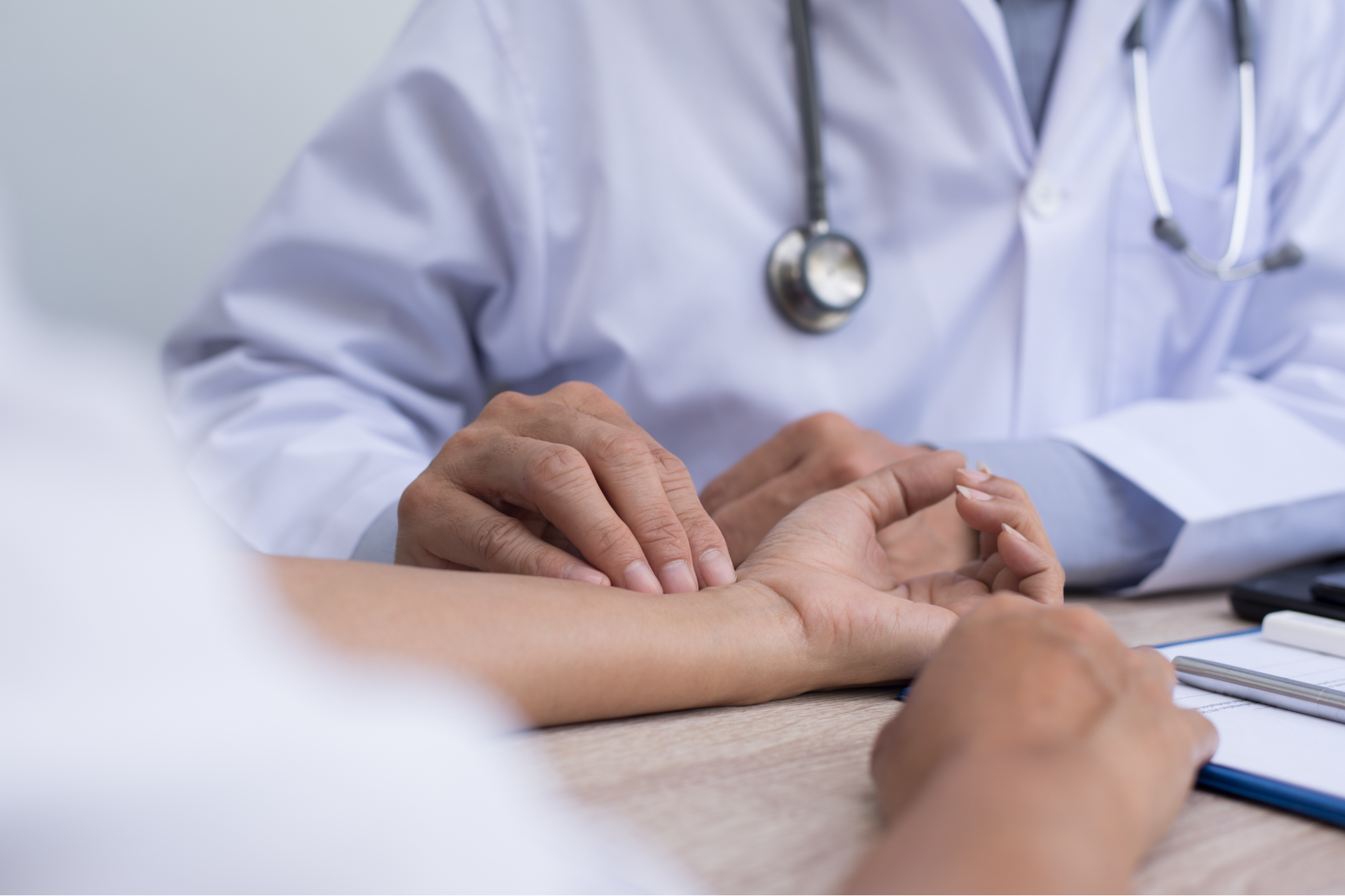 A patient is receiving a physical exam.