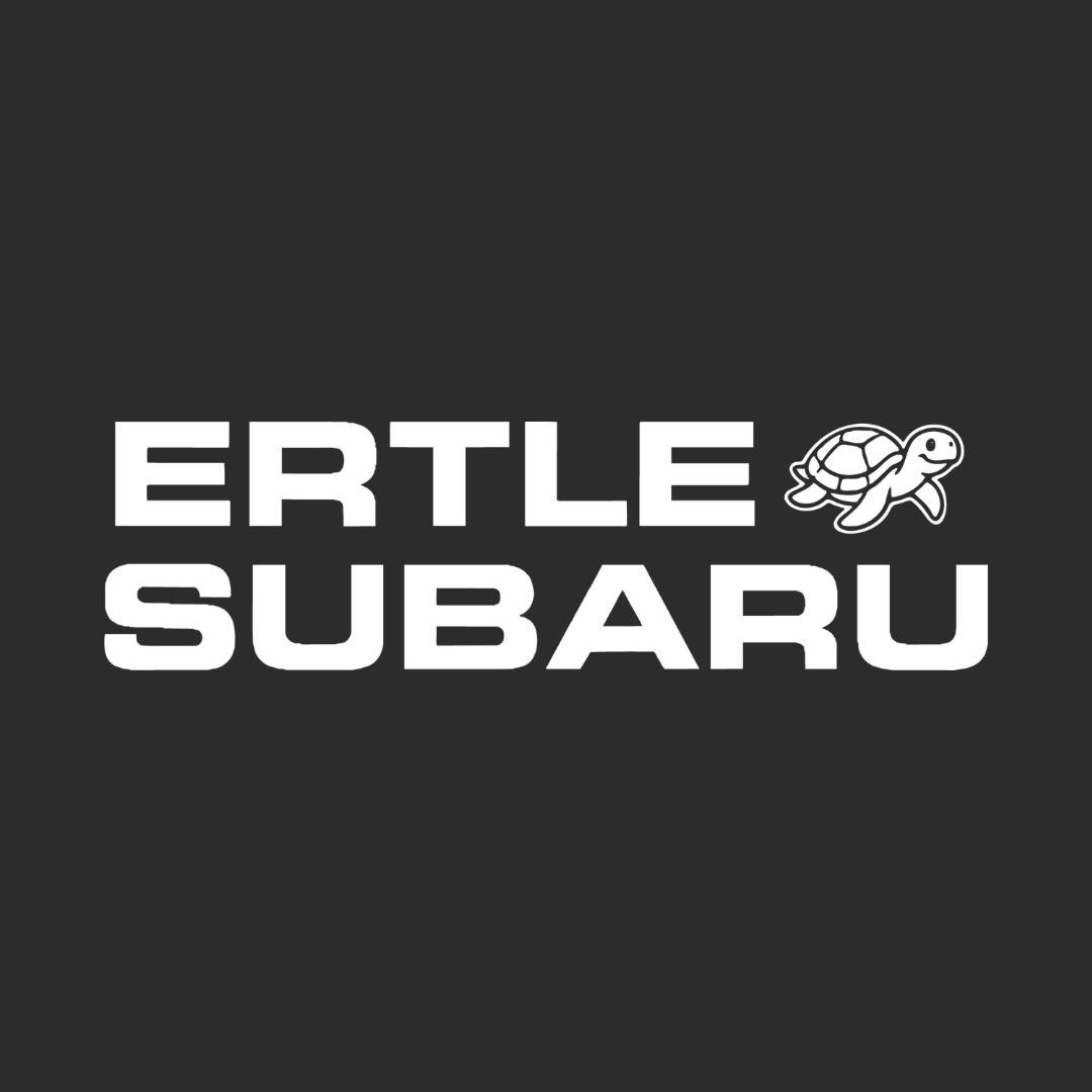 ERTLE SUBARU logo in white on a dark gray background, with a small turtle icon