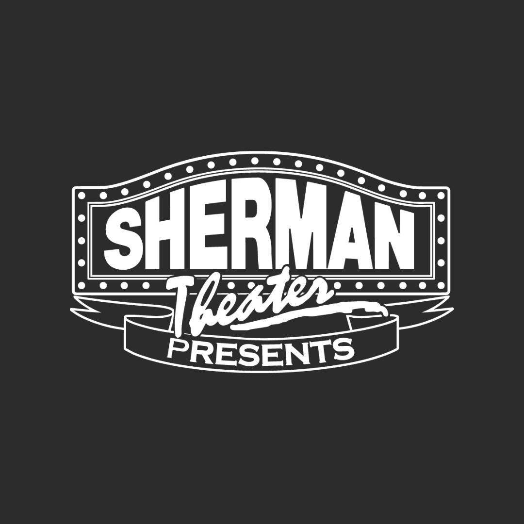 Sherman Theater Presents logo in white on a dark background
