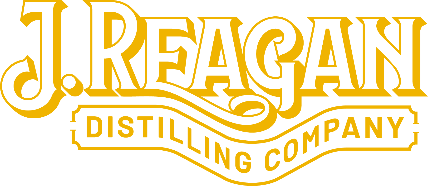 J. Reagan Distilling Company logo in gold lettering on a white background