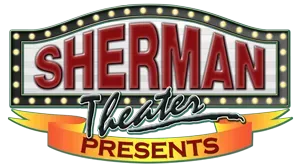 A logo for sherman theater on Happy Hour Bar & Grill website