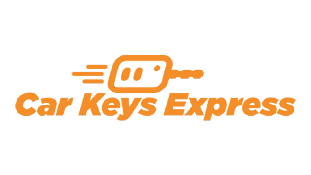 The logo for car keys express is orange and white.