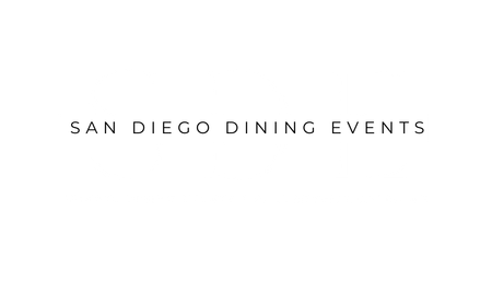 The logo for san diego dining events is on a white background.