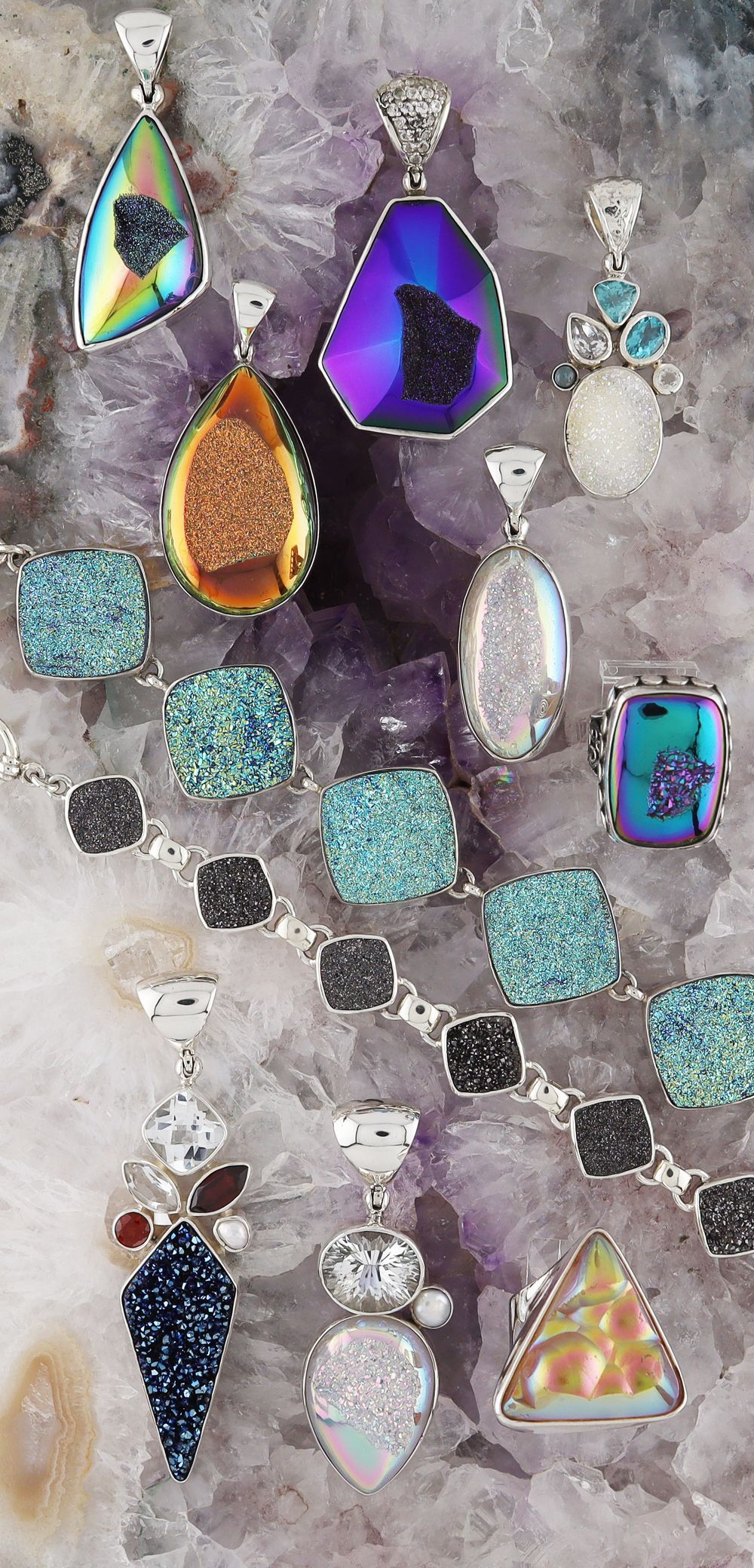 Quartz Druzy Bracelets and Pendants  (Rings and Earrings will be added at a later time)
