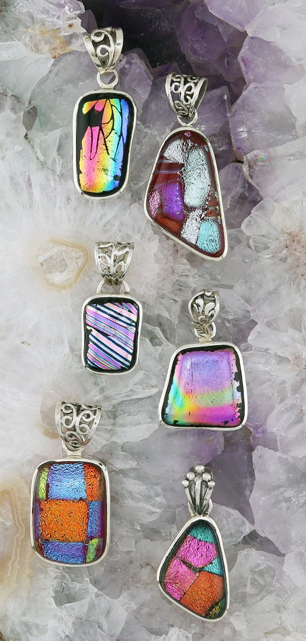 Sterling Silver Dichroic Glass Pendants