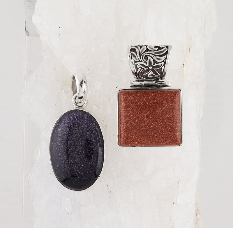 Goldstone and Blue Goldstone Pendants