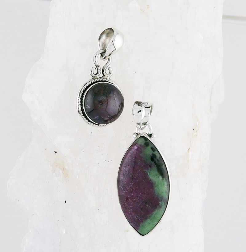 Ruby, Star Ruby, and Ruby in Zoisite  Pendants