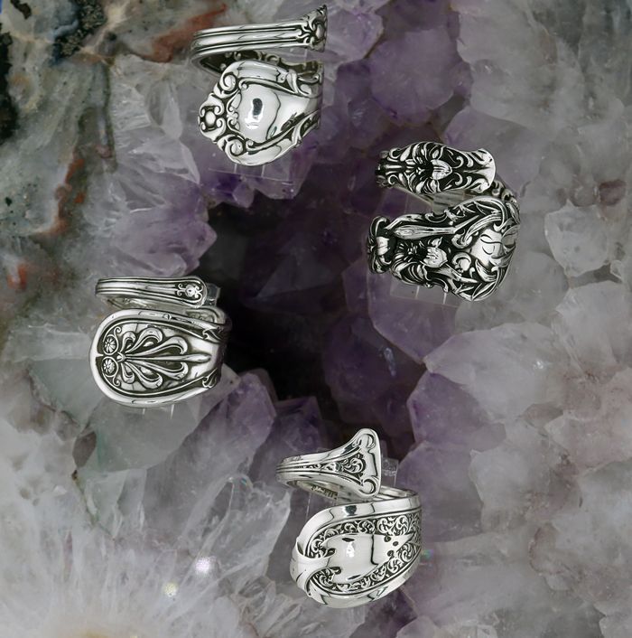 Medium Antique Sterling Spoon Rings (86 styles)