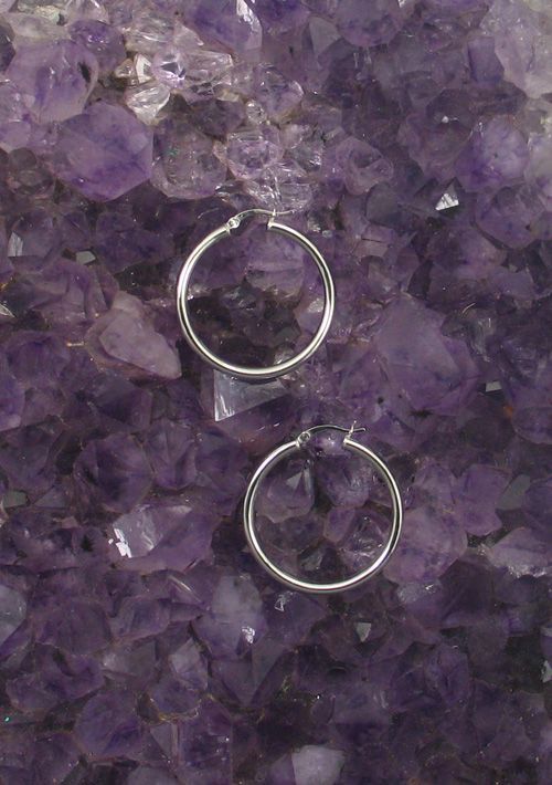 LA ER-465 (3mm x 35mm Rhodium Finished Latch Hoop)
