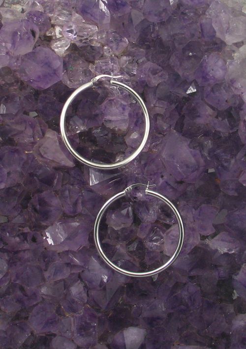 LA ER-467 (3mm x 45mm Rhodium Finished Latch Hoop)