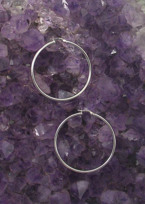 LA ER-468 (3mm x 55mm Rhodium Finished Latch Hoop)