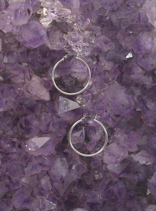 LA ER-634 (2mm x 30mm Rhodium Finished Latch Hoop)