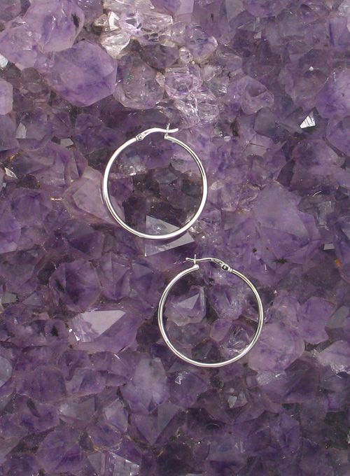 LA ER-635 (2mm x 35mm Rhodium Finished Latch Hoop)