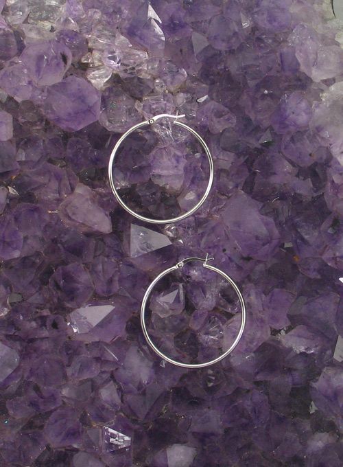 LA ER-636 (2mm x 40mm Rhodium Finished Latch Hoop)
