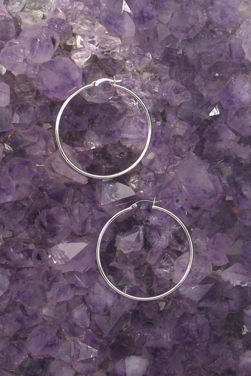 LA ER-637 (2mm x 45mm Rhodium Finished Latch Hoop)