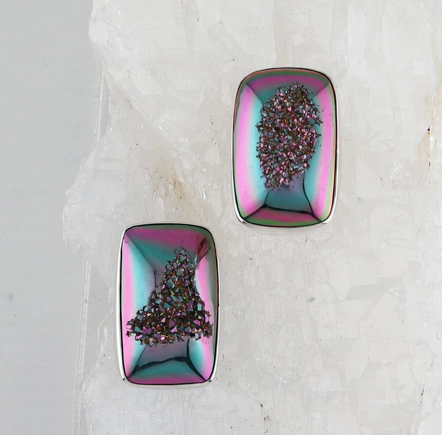 SB ER-0045 DR (Quartz Druzy Clip-On Earrings)