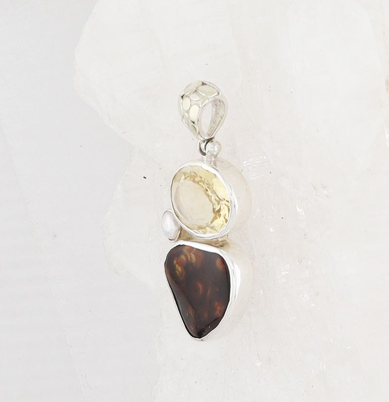SB P-0778 MLT  (Fire Agate, Citrine, and Freshwater Pearl)