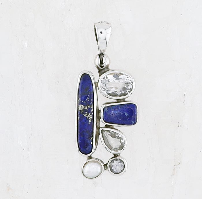 SB P-0888 MLT  (Lapis, White Topaz, and Pearl)