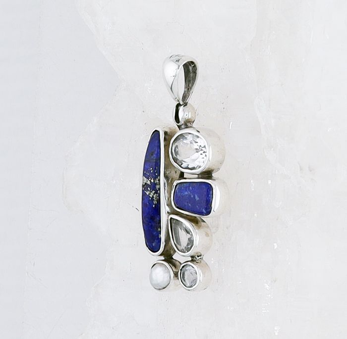 SB P-0888 MLT  (Lapis, White Topaz, and Pearl)