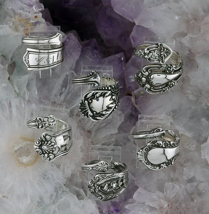 Small Antique Sterling Spoon Rings (160 styles)