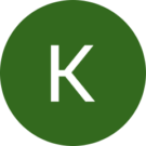 The letter k is in a green circle on a white background.