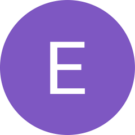 The letter e is in a purple circle on a white background.