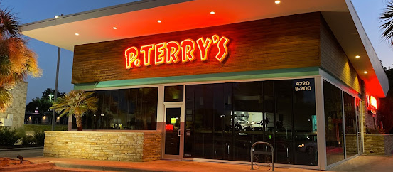 A brightly lit restaurant,