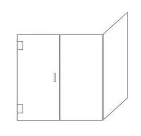 A drawing of a door with two doors on a white background.