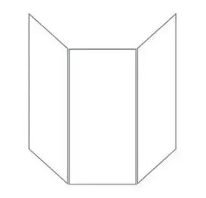 A black and white drawing of a triangle on a white background.