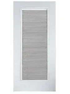 A white door with a gray striped pattern on it on a white background.