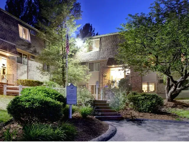 Apartment Exterior at Pine Brook Place Apartments.